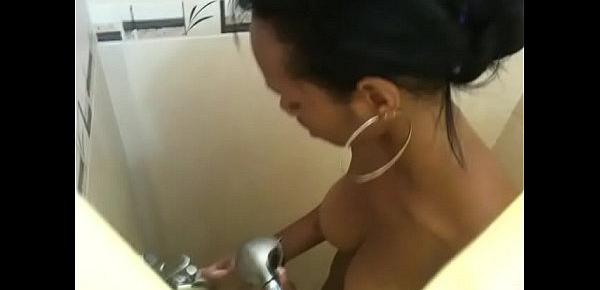  Toticos.com dominican porn | 18yo dominican teen Sugely gets her tiny black ass spooked in the motherfucking shower by tourist gringo
